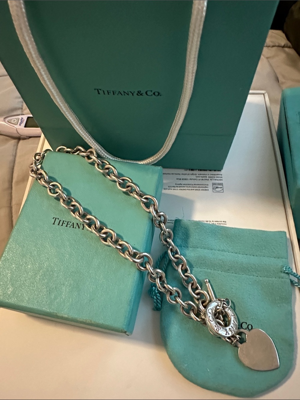 Tiffany & Co. Sterling Silver Heart Toggle Necklace in Tiffany Blue